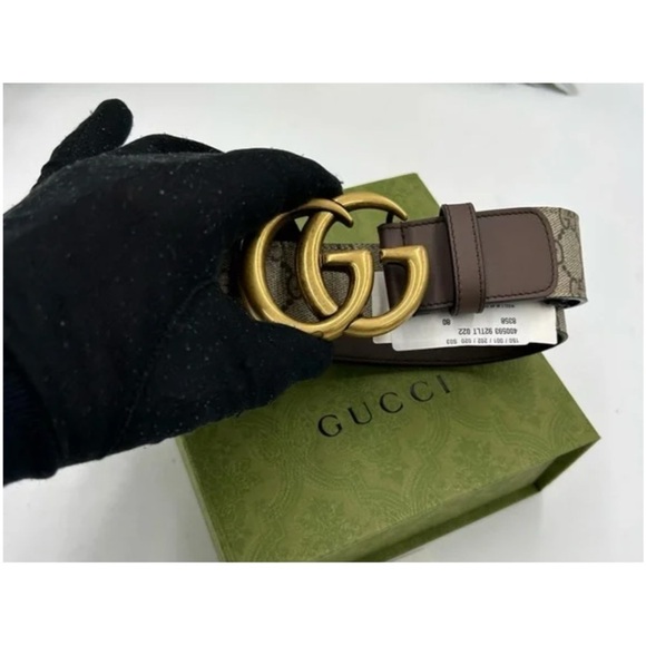 Unisex Gucci GG Marmont, Supreme leather/canvas belt size 80 cm/32 inches